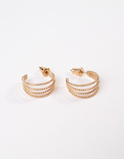 Aros Argollas Metal Argollas Con Textura - Dorado