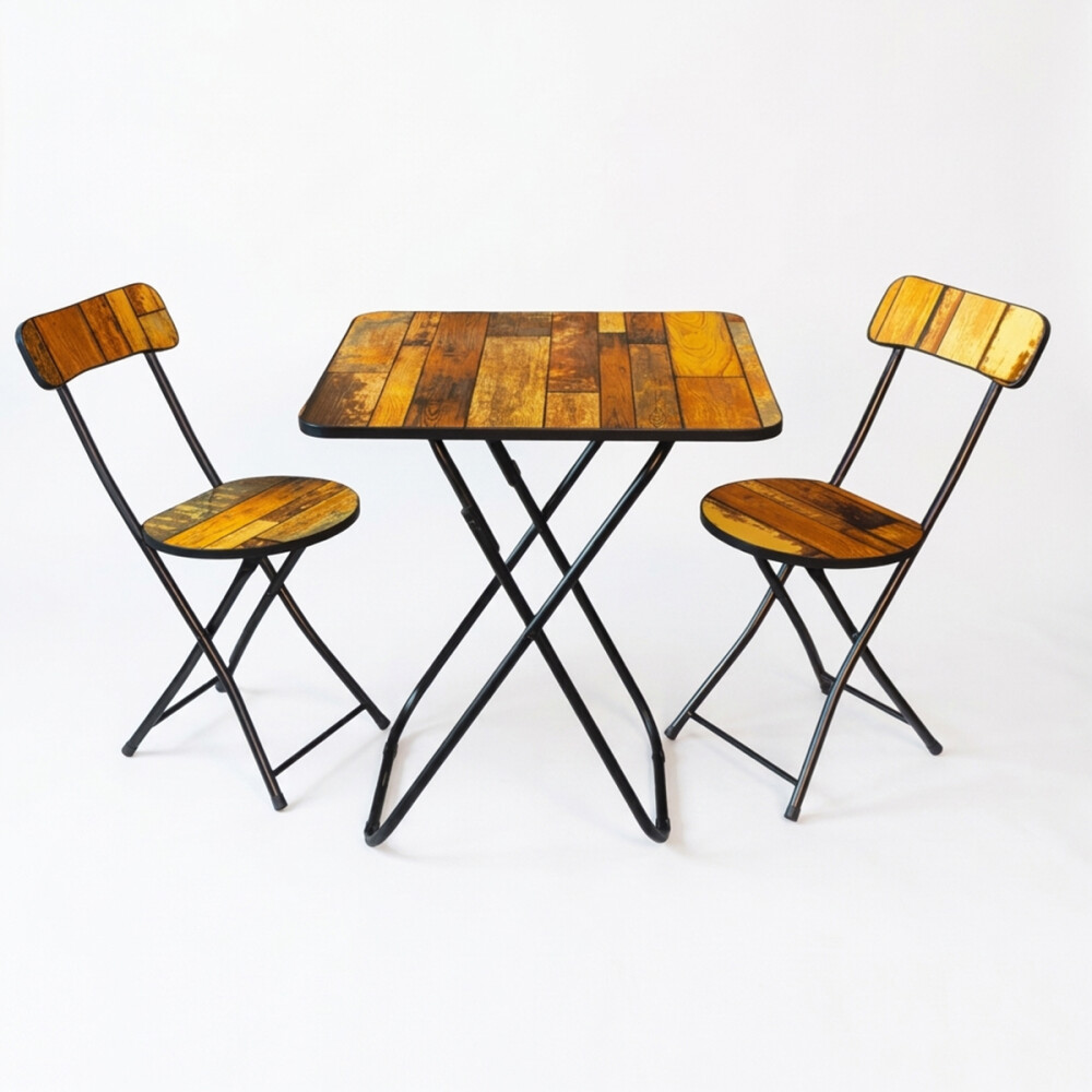 Juego de balcón terraza mesa cuadrada con 2 sillas Juego de balcón terraza mesa cuadrada con 2 sillas