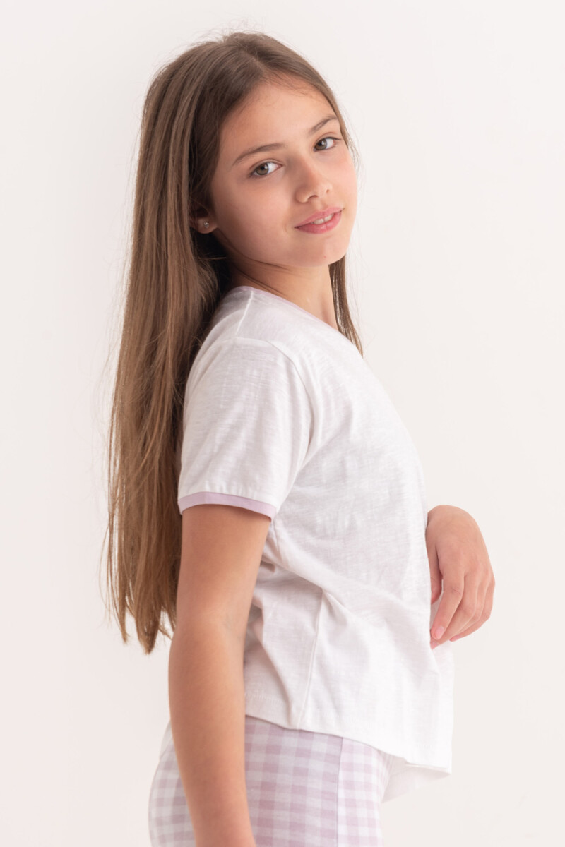 Camiseta manga corta contraste Lila