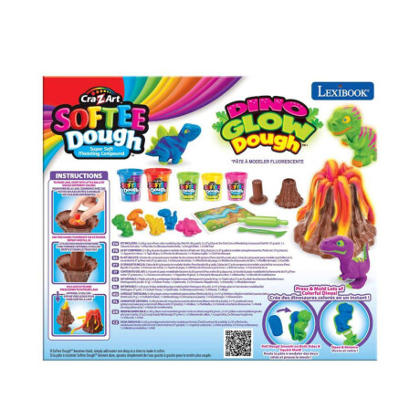 Kit De Dinosaurios Para Modelar Neón Softee Dough Lexibook