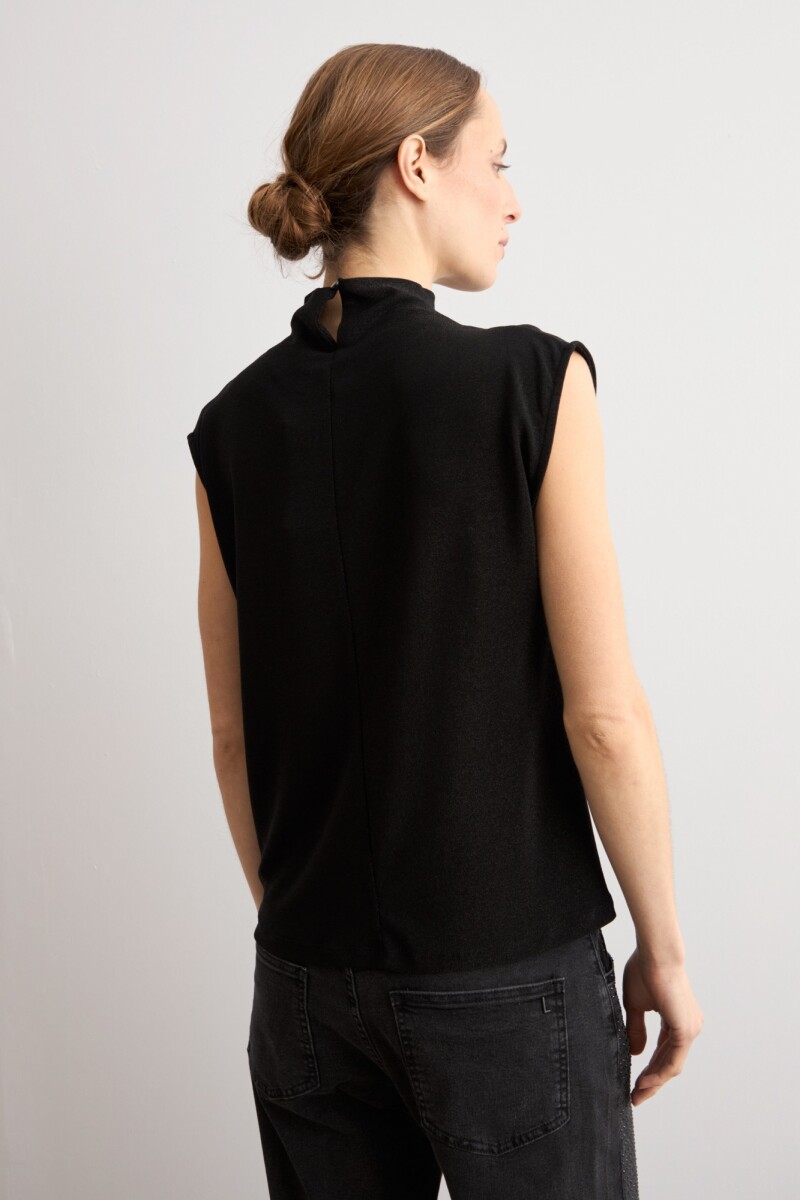 Blusa lurex con tablas negro