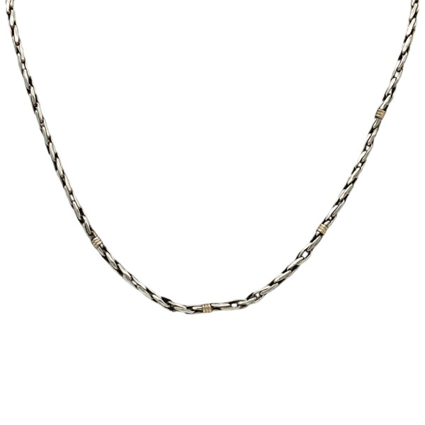 Cadena Eslabón Singapur - Plata y Oro - Sin piedra - CD5063 sinpiedra