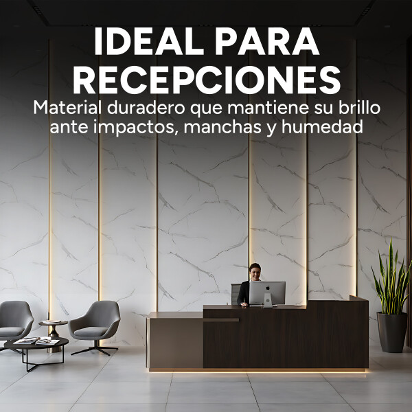 Pack x5 Placa PVC Símil Mármol 2,44x1,22m 3mm Resistente Gris Claro 1