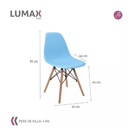 Silla De Comedor Eames Pack 4 Unidades Varios Colores Lumax Azul