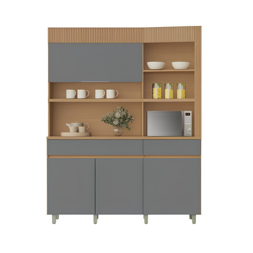 Mueble Modular 3 Cuerpos REALEZA Marron/Gris Oscuro