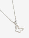 Cadena Corta con Dije Strass Collar Corto Plata 925 Mariposa - Plateado