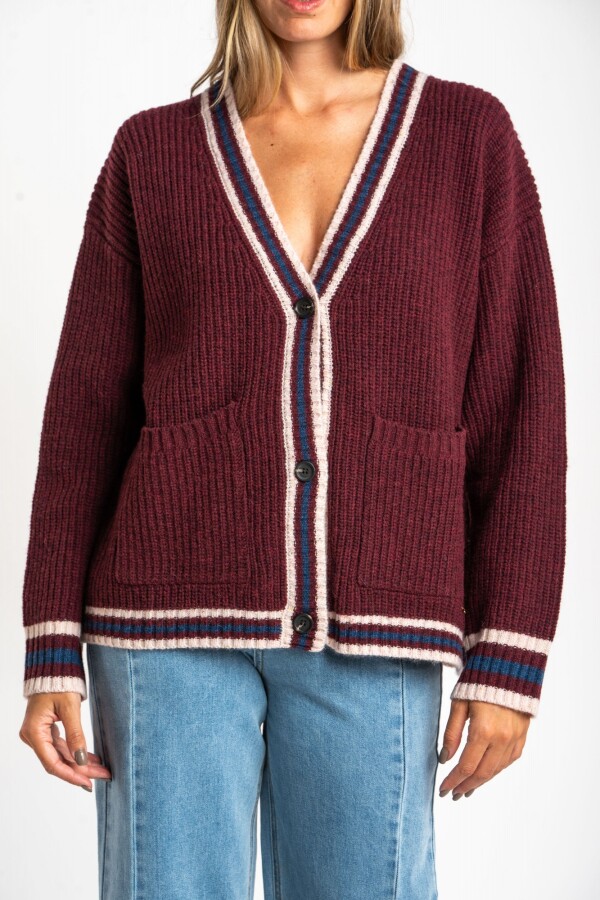 Cardigan Lana Multi Rojo