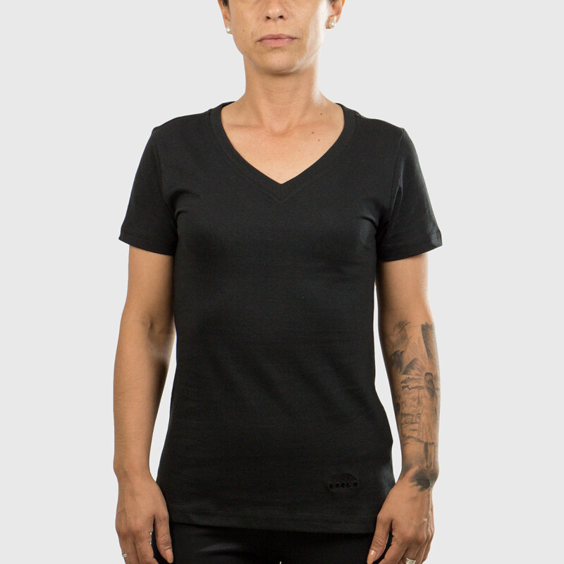 Diadora Dama T-Shirt Deportiva Ladies Escote en V Neck Negro