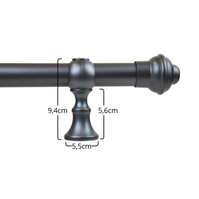 Barrote cortina de metal 2 m + 2 Soportes GRIS OSCURO