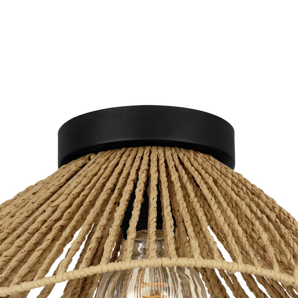 Aplique techo E27 acero negro pantalla papel EG6158