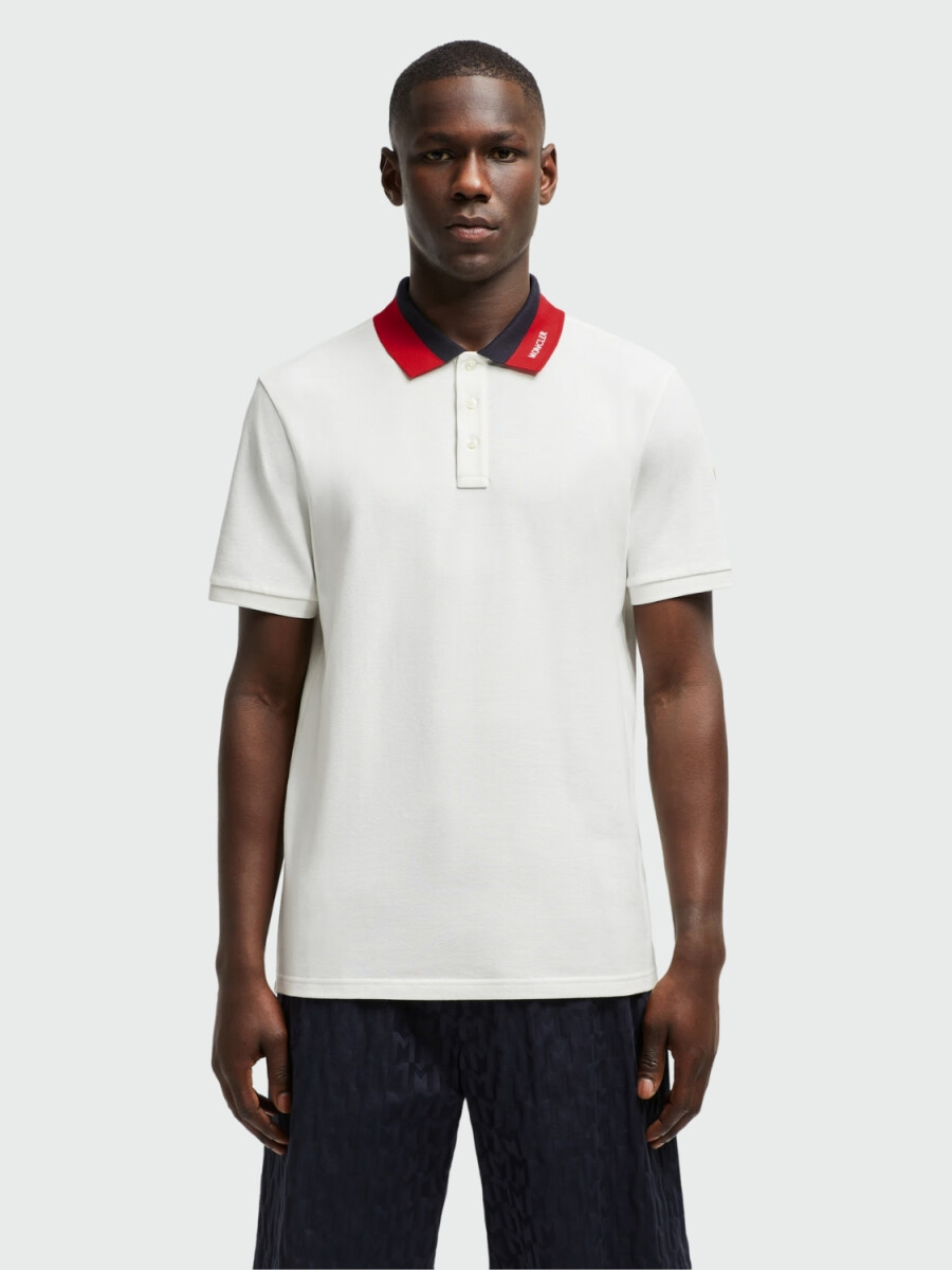 Moncler - Polo de Algodón con Parche con Logotipo - Blanco 
