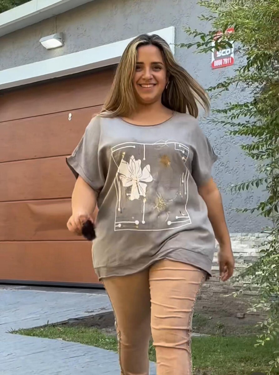 Blusa de algodón y lino - Vison 