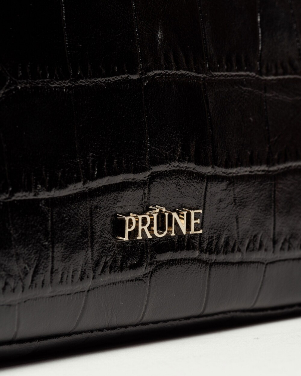 Bandolera New Eterial en Cuero Croco Shine Negro