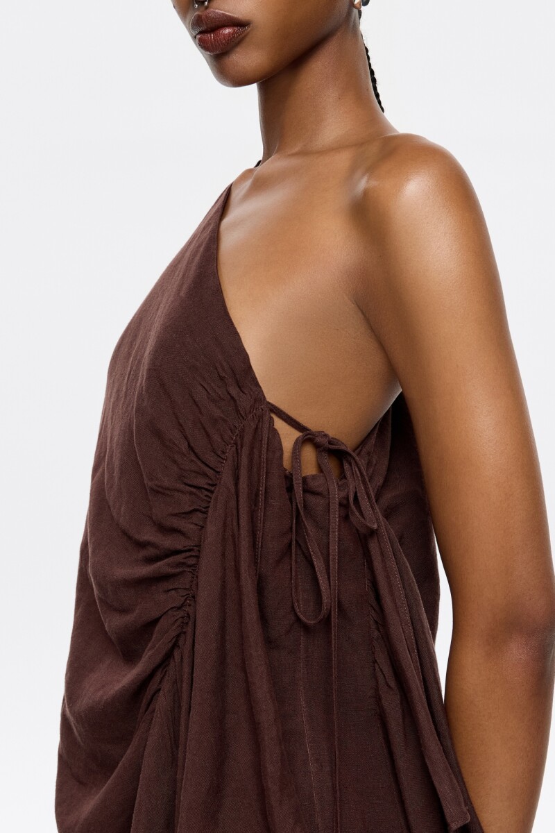 VESTIDO FRUNCIDO Marron