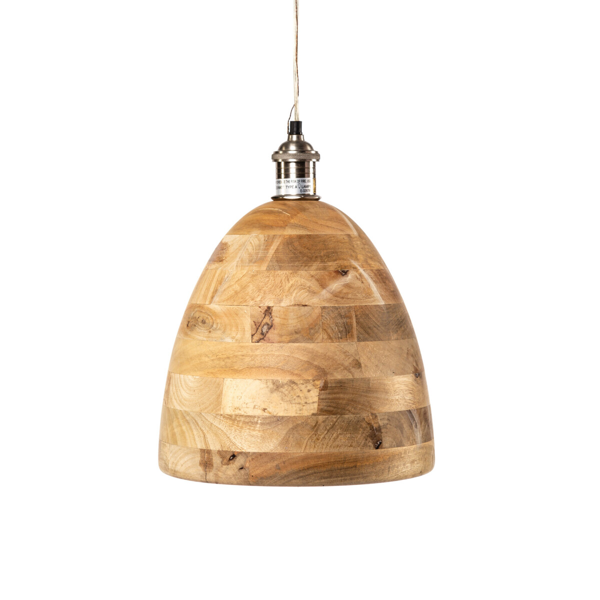 Lámpara campana de techo en madera pulida 