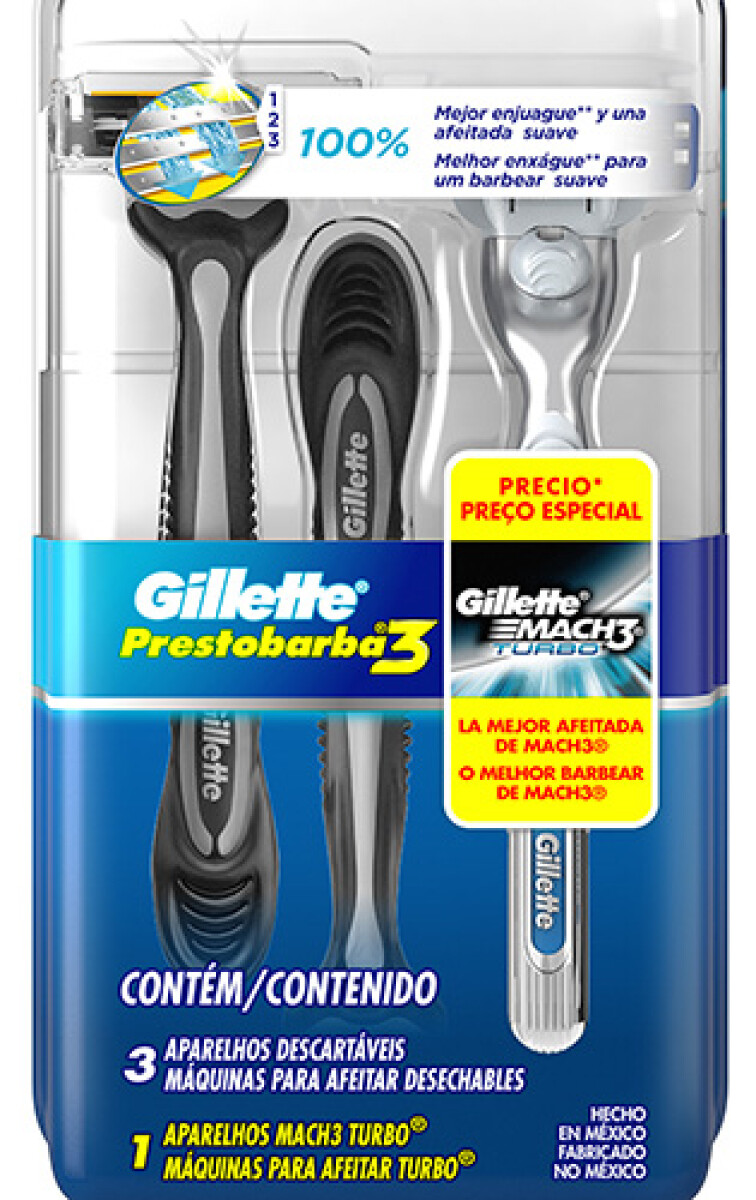 Gillette Pack x3 Prestobarba 3 + Mach 3 Turbo 