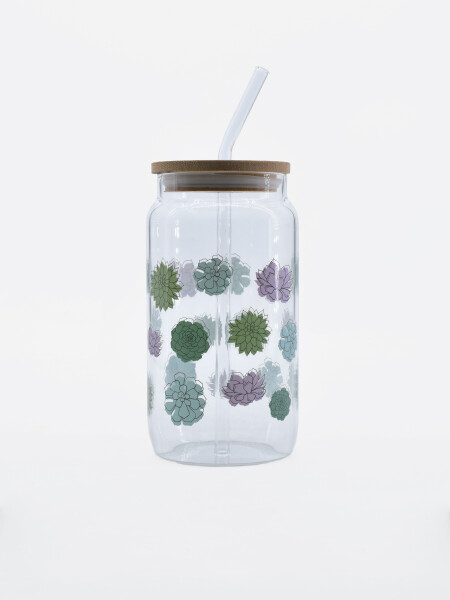 VASO CON SORBITO Y TAPA DE BAMBOO VERDE