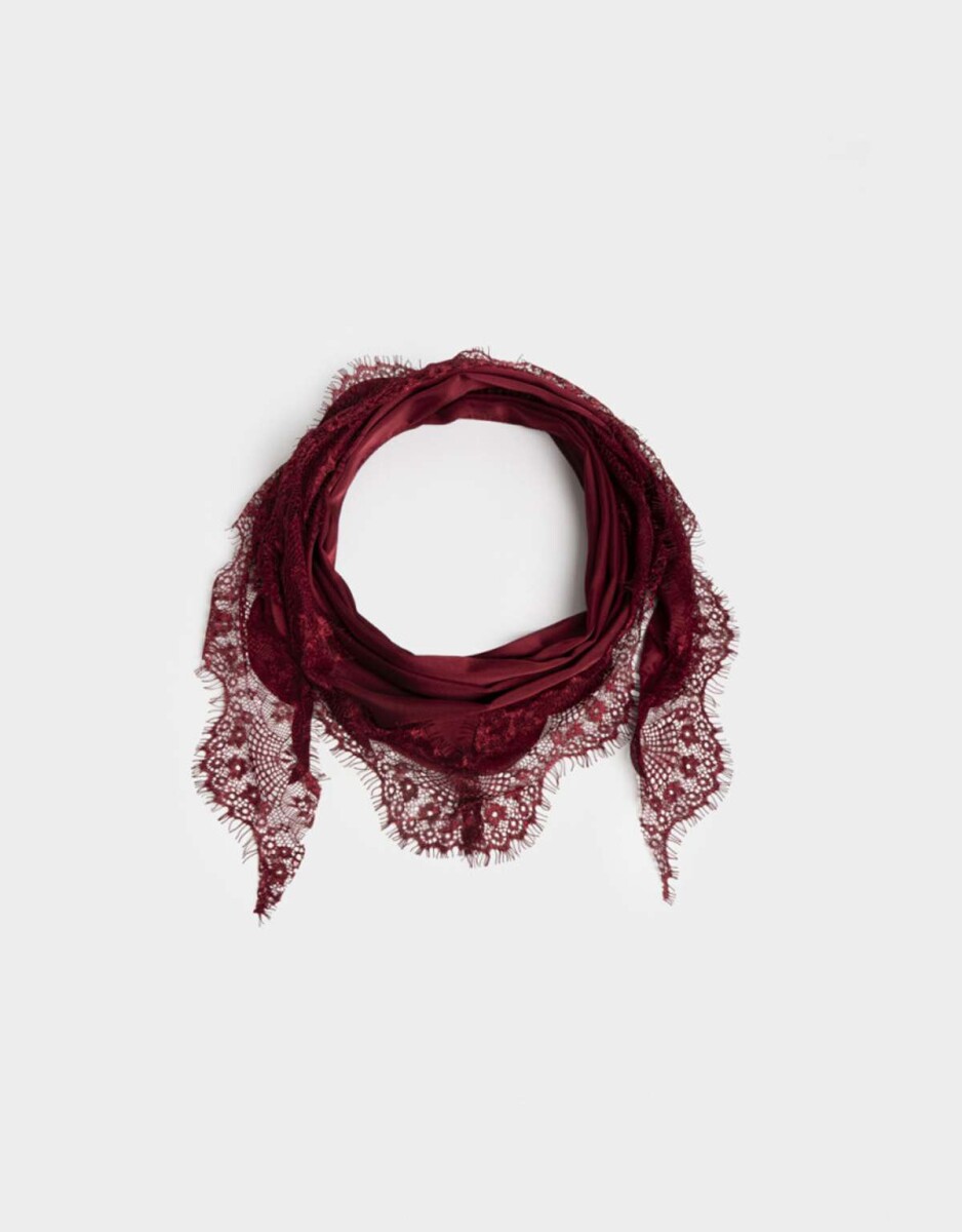 Pañuelo Raso Encaje - Rojo Medio 