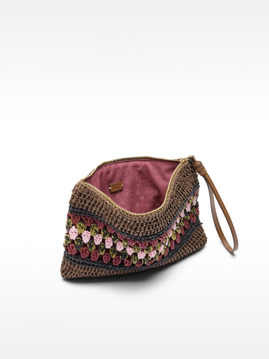 Bolso Sobre Efecto Rafia Con Detalle Trenzado marron