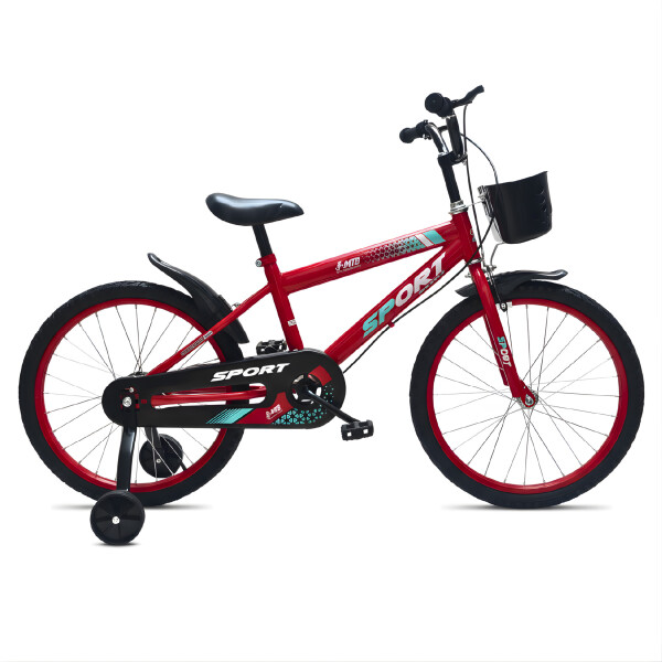 Bicicleta Infantil Sport Rod 20 Canasto Guardabarro Rueditas Rojo 1