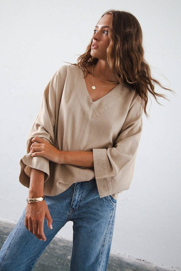 BLUSA LINO SUNSET BEIGE
