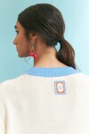 Cardigan algodón puños en contraste crudo
