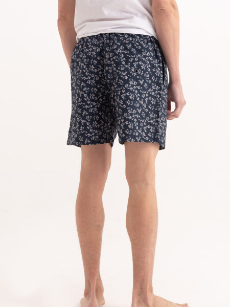 Short de baño estampado Pétalos Azul Marino