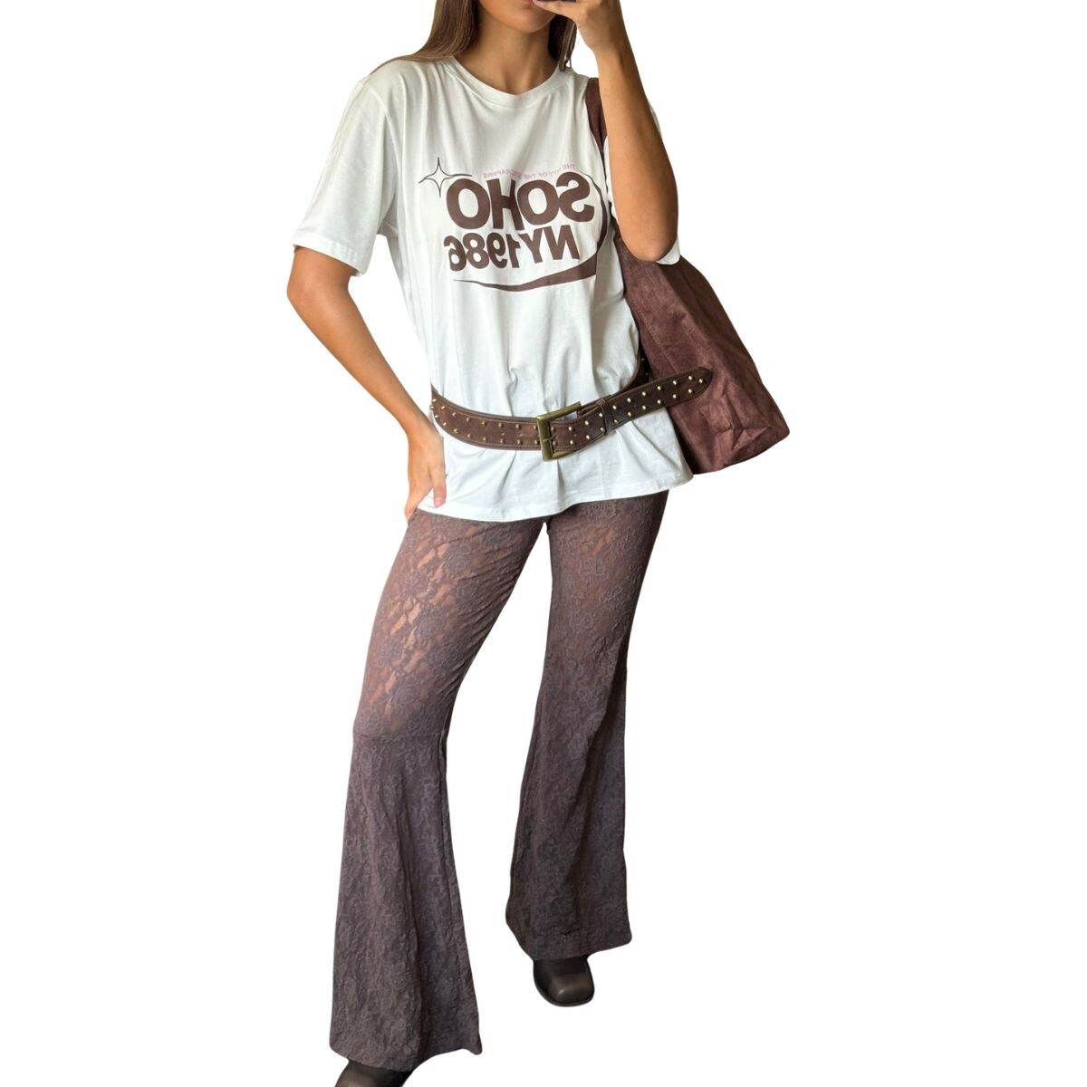 PANTALON ENCAJE S-M - CHOCOLATE 