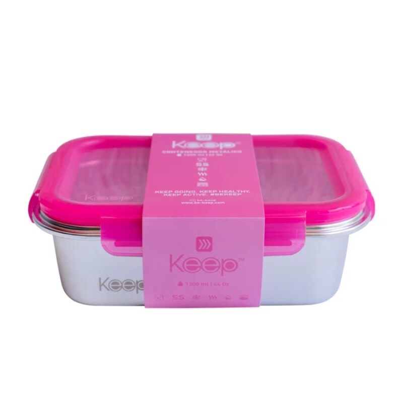 Vianda Metálico Para Microondas 1300 Ml Rosa