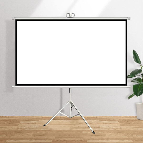 Pantalla Proyector Cortina 100 169 Blanca Con Tripode PANTALLA PROYECCION CON TRIPODE 100"