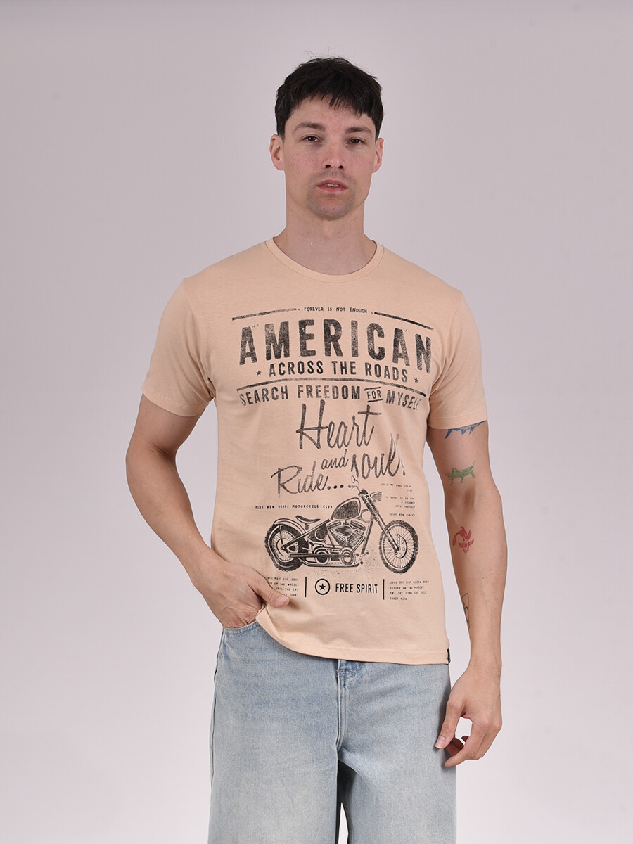 REMERA AMERICAN - BEIGE 