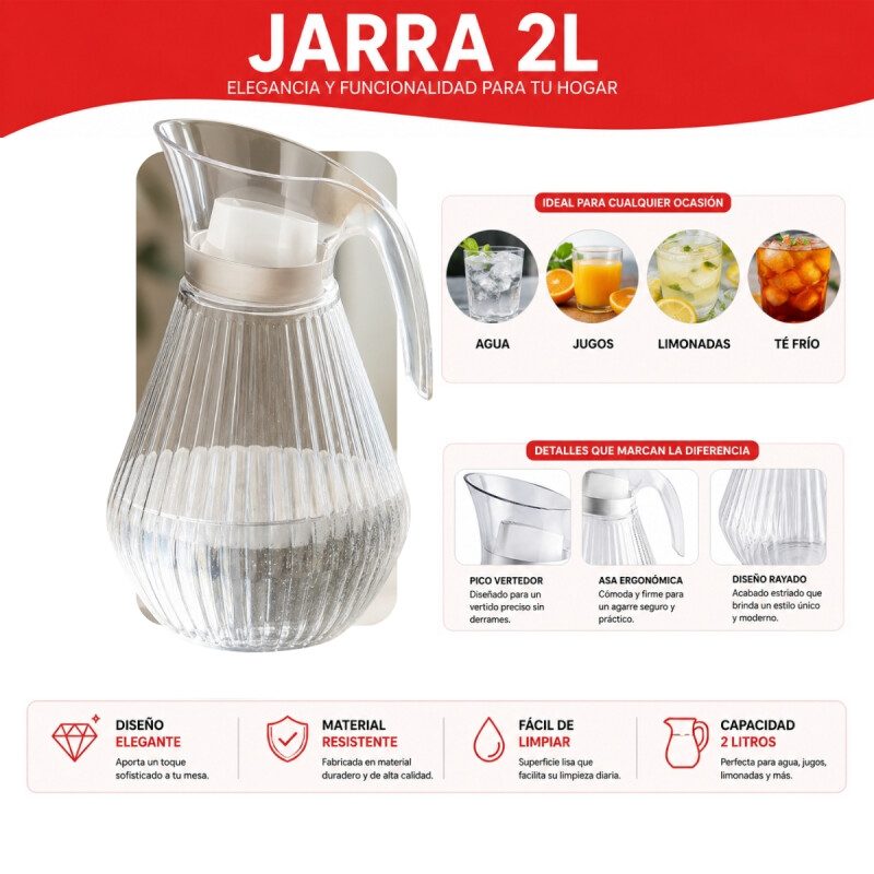 Jarra 2 L transparente TRANSPARENTE