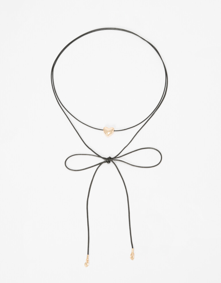 Chokers Cordón Chocker Con Dijes Corazón. - Dorado