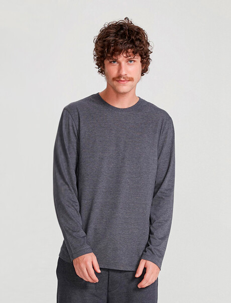 CAMISETA BÁSICA MANGA LARGA GRIS OSCURO