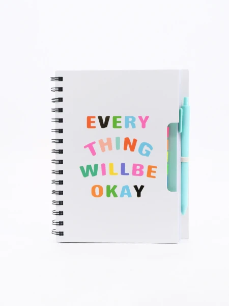 LIBRETA RESALTADORES ADHESIVOS Y LAPICERA CELESTE