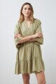 Vestido midi de lyocell verde oliva