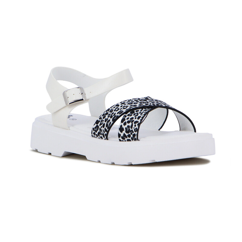 Angus Sandalia Niña Dos Tiras Cruzadas C/ Pulsera Y Hebilla - Blanco Blanco