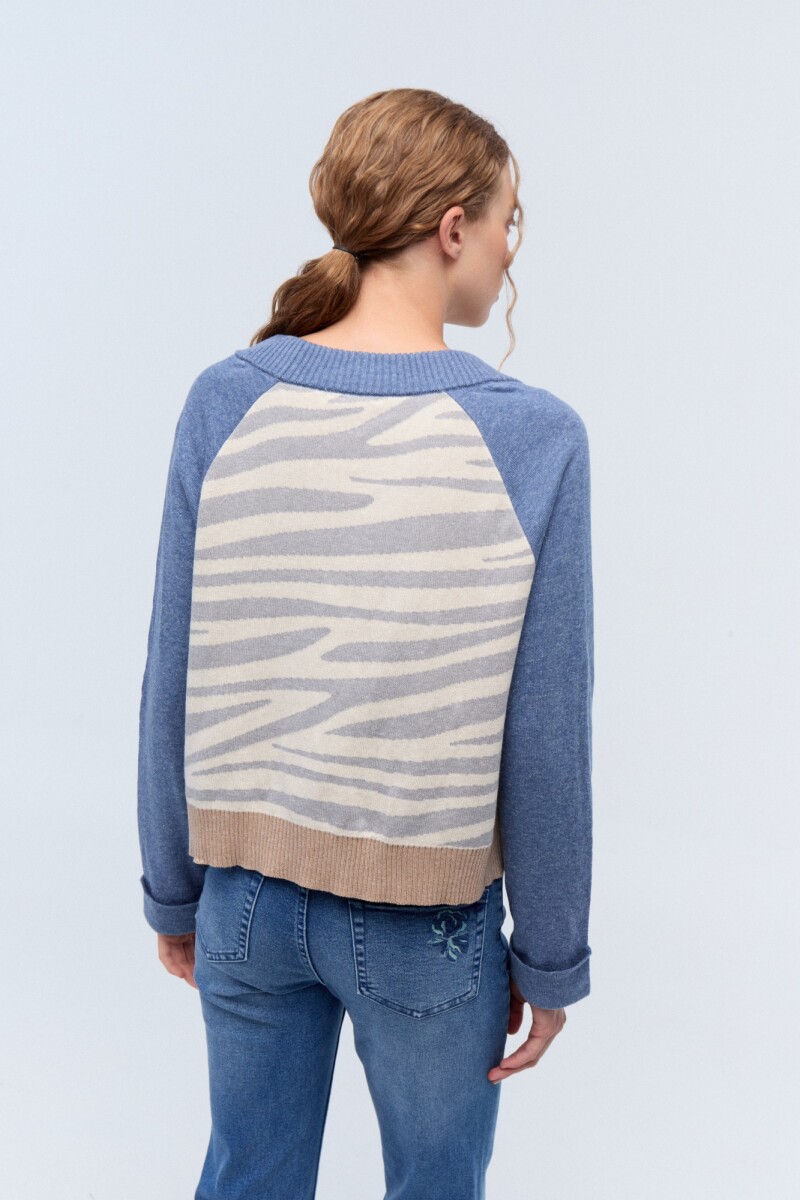 Cardigan Cebra Celeste