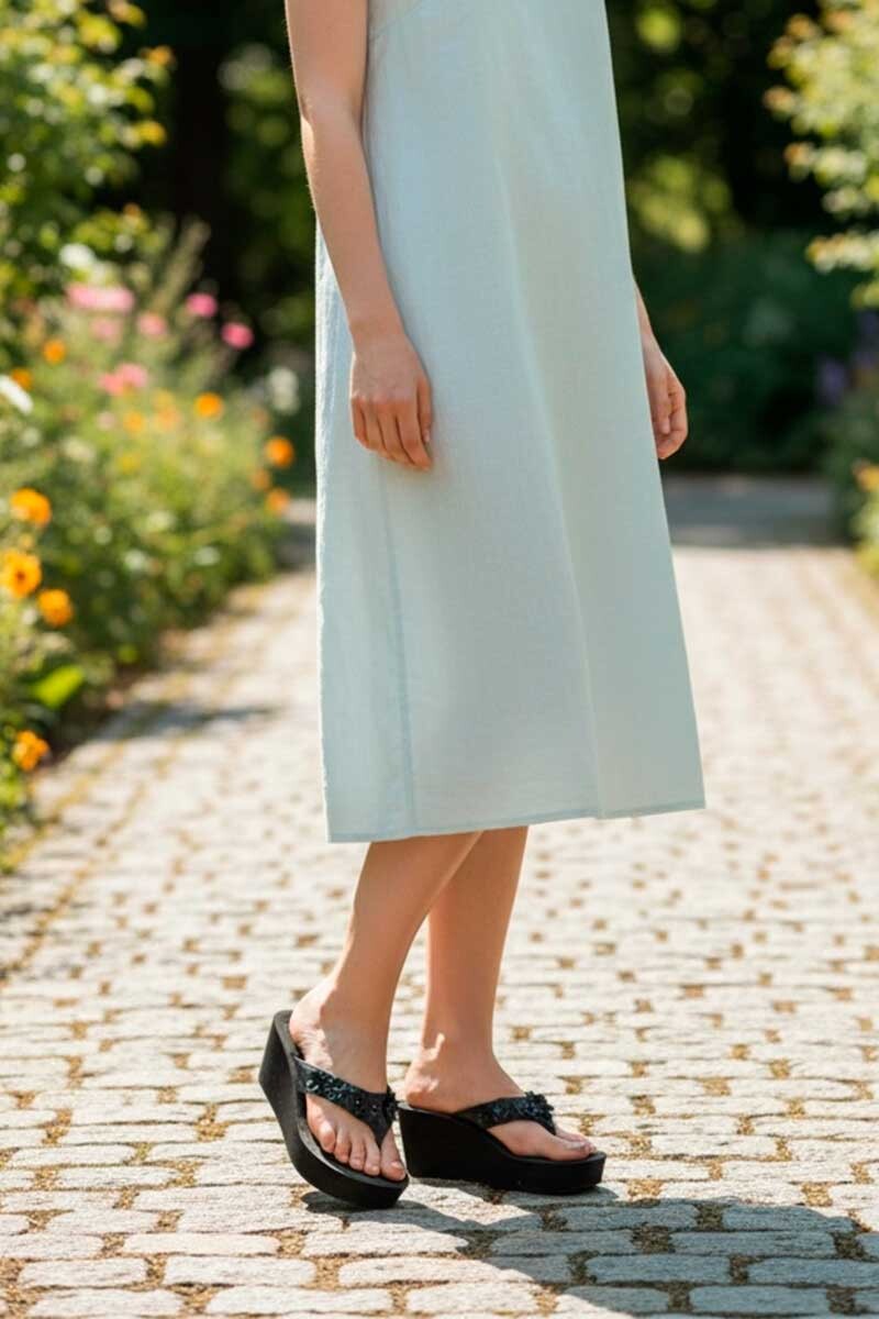 OJOTA PLATAFORMA FLORES Negro