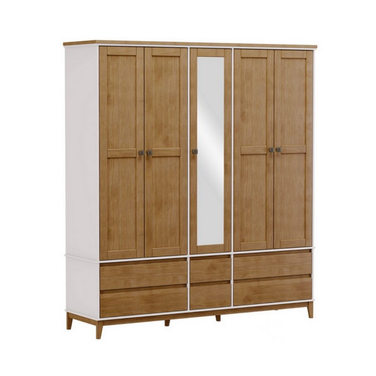 ROPERO FINESTRA PRATA BIPARTIDO 5 PUERTAS 6 CAJONES OFF WHITE/FREIJO 