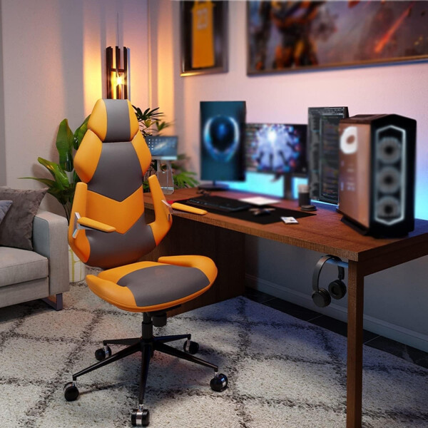 Silla De Oficina Reclinable Con Apoya Brazos (naranja/gris) SILLA GAMER PL NARANJA/GRIS
