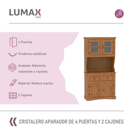 Cristalero Armario Lumax Aparador 4 puertas 2 cajones madera maciza Cristalero Armario Lumax Aparador 4 puertas 2 cajones madera maciza