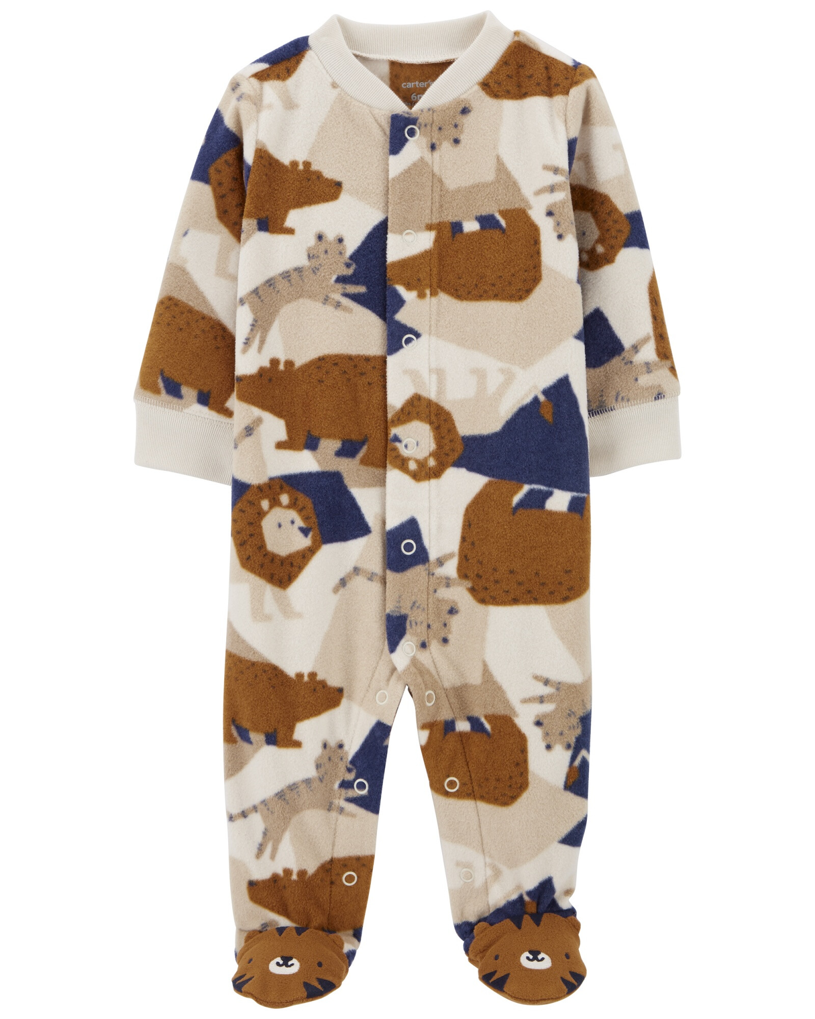 Pijama una pieza de micropolar, con pie, diseño animales Sin color