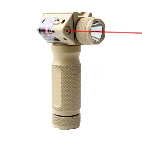 Empuñadura grip vertical linterna y laser rojo Caqui