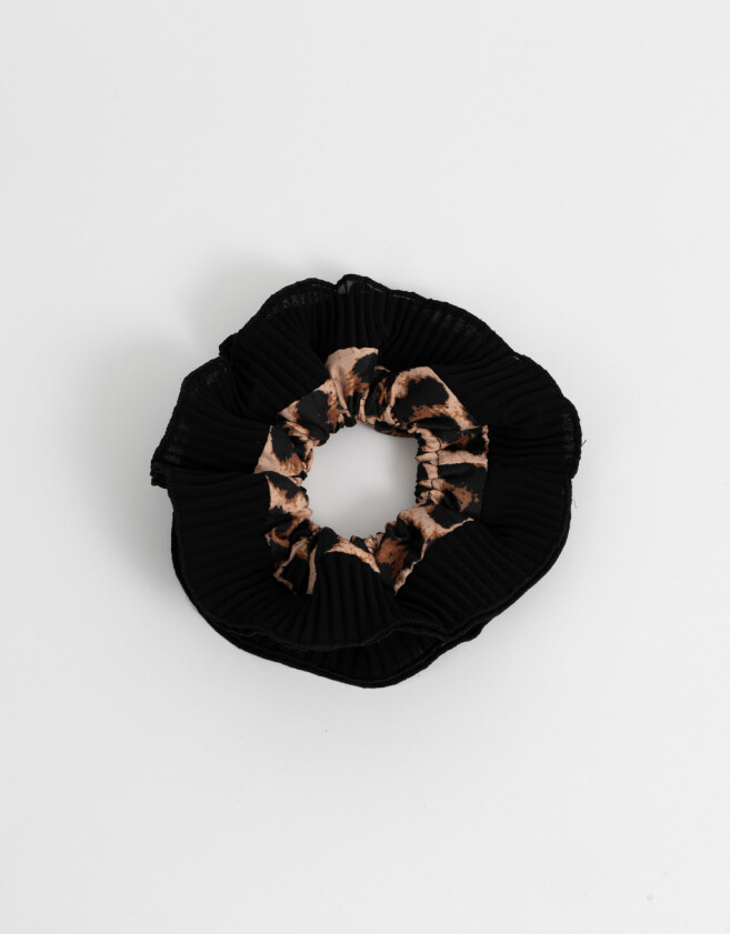 Skunzies Animal Print Maxi Scrunchie Plisada - Combinacion Bicolor