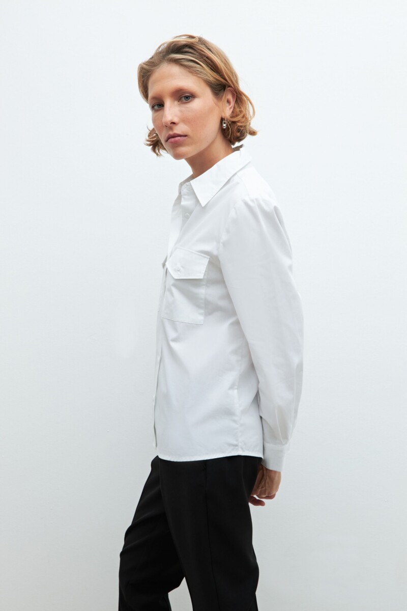 Camisa con bolsillos plaqué blanco