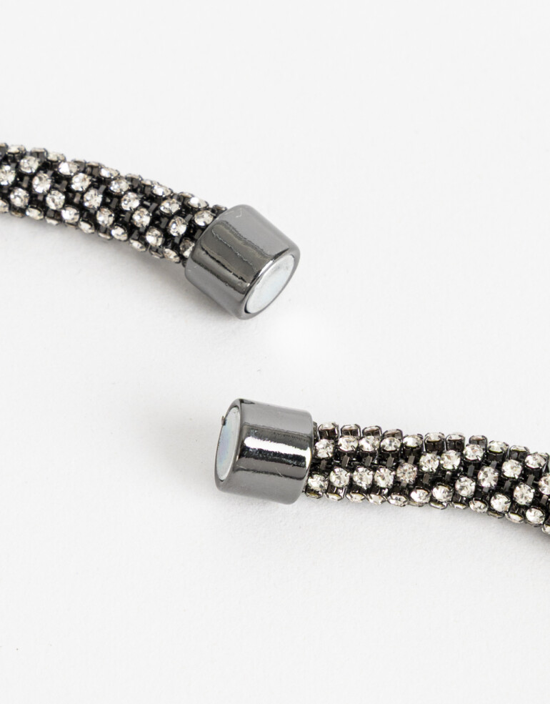 Collares Cortos Strass Collar Corto Cordón Strass - Plateado Hematite