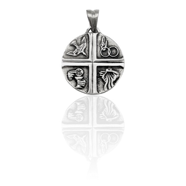 Dije Cuatro Sacramentos-Plata 925 quemada-Sin piedra-CP3090 Sinpiedra