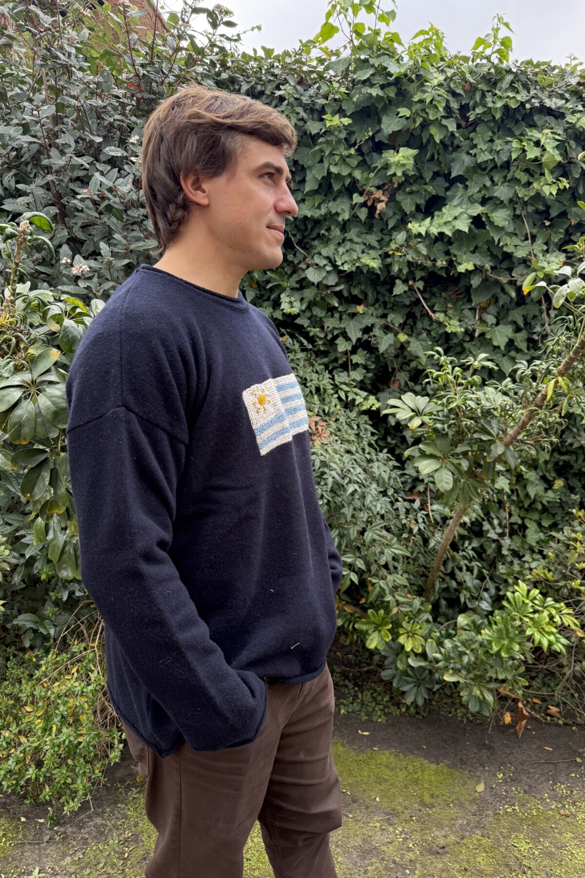 Flag Wool Sweater Men Azul Marino