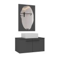 MUEBLE DE BAÑO SUSPENDIDO 70 CM CON ESPEJO SIN BACHA - GRAFITO MUEBLE DE BAÑO SUSPENDIDO 70 CM CON ESPEJO SIN BACHA - GRAFITO